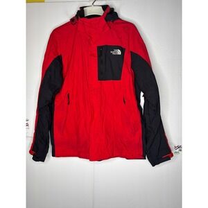 The North Face Mens Red Black Colorblock Hooded Shell Jacket AUET Large blem